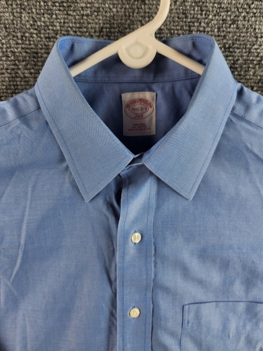 Brooks Brothers 15.5-2/3 Blue Non-iron Long Sleeve Button Up Shirt All Cotton